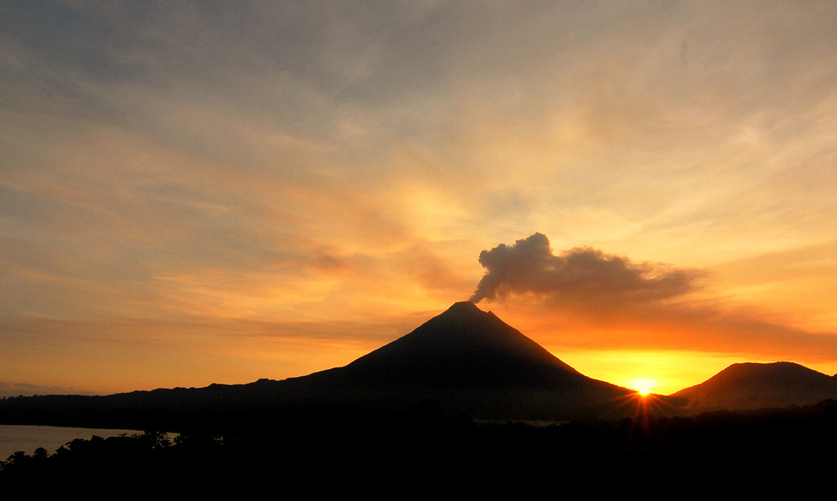 Sunrise over Arenal Volcano.